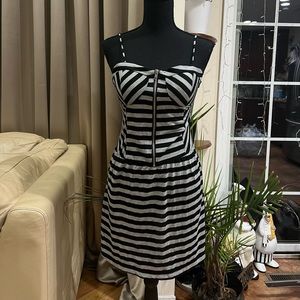 LICORICE Black/Grey Striped Mini Dress